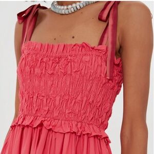 Ulla Johnson Smocked Coral Handmade Top
